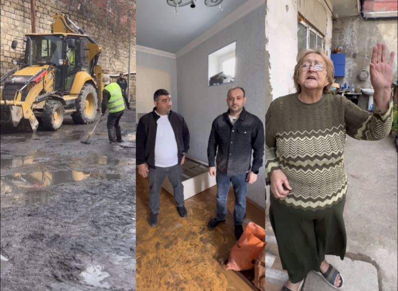 Keşlədə kollektor qəzasında evlərini su basan sakinlər danışdı - Kompensasiya veriləcəkmi? - VİDEO