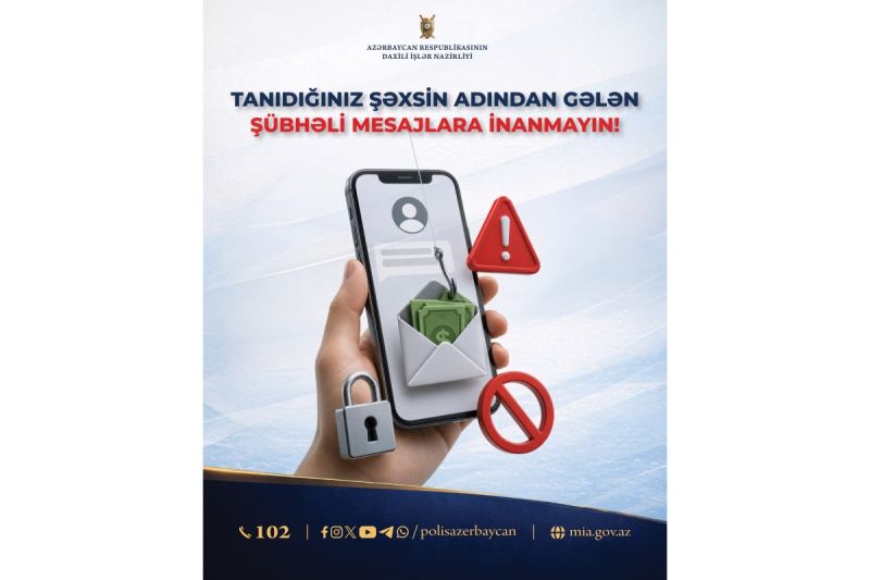 DİN kiberdələduzluq halları ilə bağlı vətəndaşlara xəbərdarlıq edib 