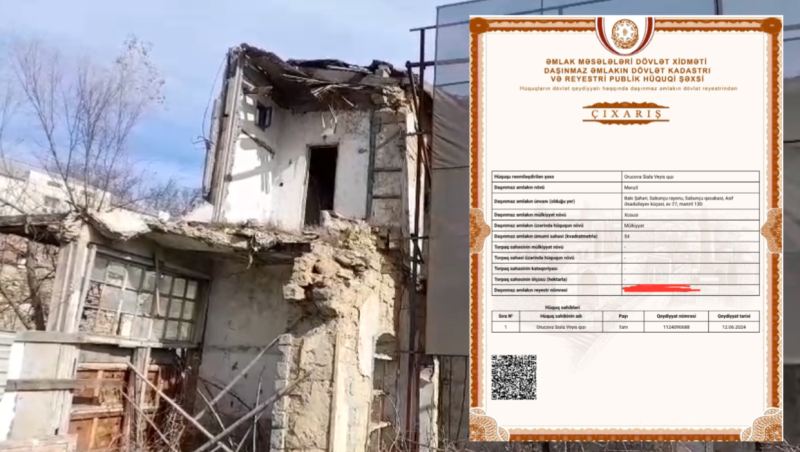 İcra başçısı məhkəmə qərarını saymadı: Vətəndaşın \"kupçalı\" evini başına uçurdu - VİDEO 
