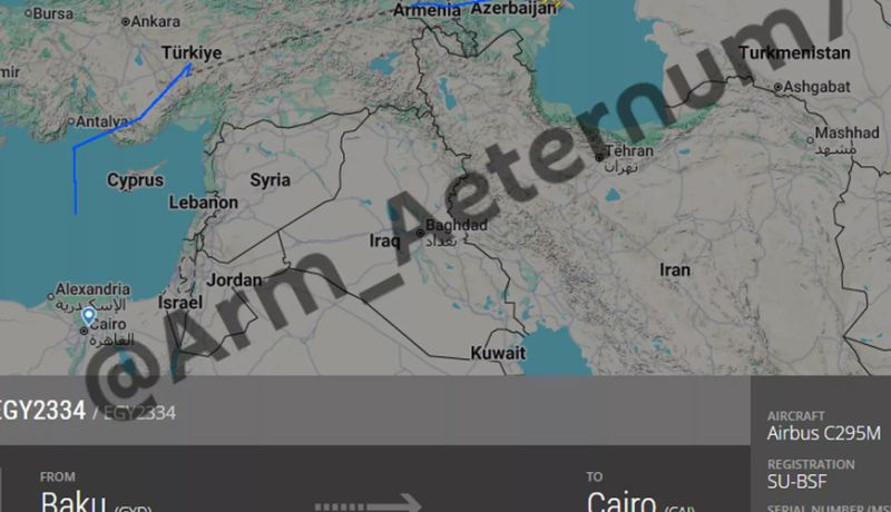 Misir təyyarəsi Ermənistandan keçməklə Azərbaycana gəlib 