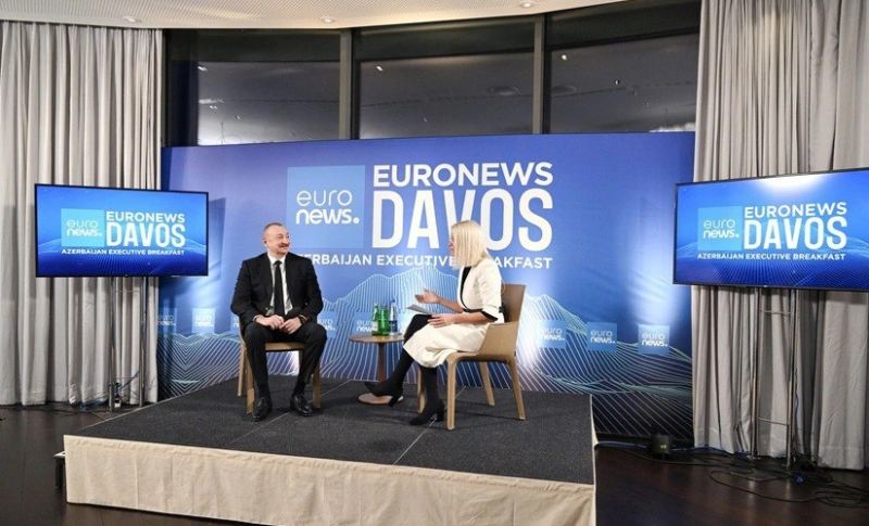 Prezident Davosda “Euronews”a müsahibə verdi - FOTOLAR 