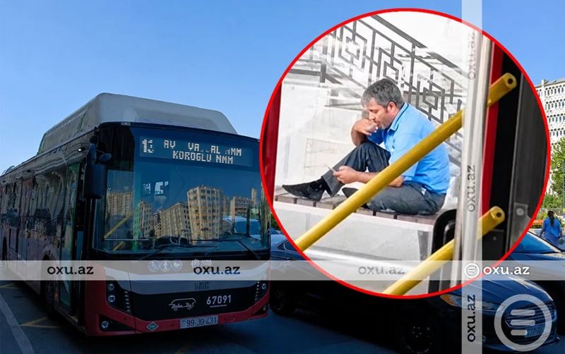 Dolu avtobusu saxlayıb siqaret çəkdi:  Sərnişinlər etiraz etdi - VİDEO 